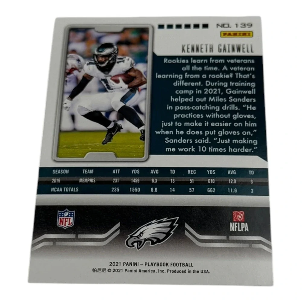 2021 Panini Playbook Kenneth Gainwell Rookie Card 139 Philadelphia Eagles‎ Teal